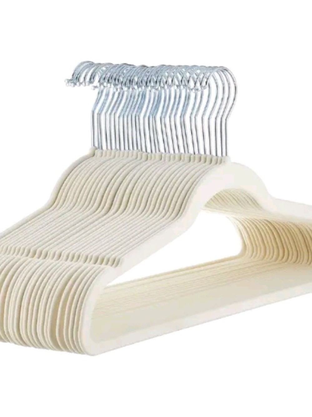 Cream Velvet Non-Slip Closet Hangers - 10 Pack - Picture 2 of 2